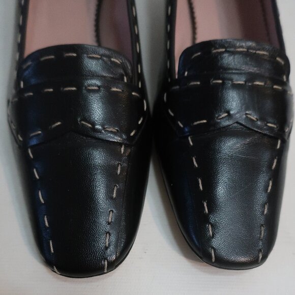 Authentic Womens Prada Black Pink Leather Buffalo City Loafer Pumps 37 US/7 - Picture 6 of 16
